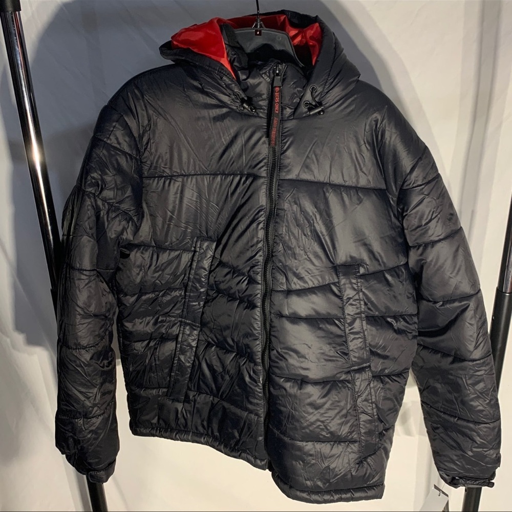 Members Only Puffer Bubble Coat Jacket Matte Black‎ Red NWT Mens